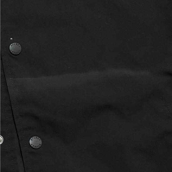 STUSSY Logo Black Collared Coach Button Up Windbreaker Jacket M Medium - Picture 6 of 6